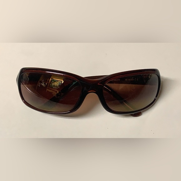 1990s Vintage Unisex Adult MAUI JIM Polished Sepia Brown Sunglasses w/ Zip Case - Picture 3 of 16